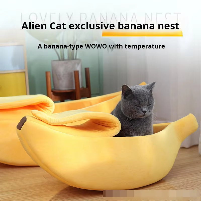 Banana Cat Bed House Funny Cute Cozy Cat Mat Beds Warm Durable Portable Pet Basket Kennel Dog Cushion Cat Supplies Multicolor