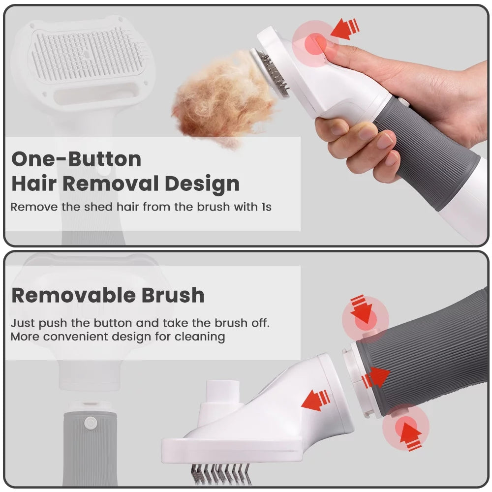 Dog Hair Dryer, 2 in 1 Dog Brush, Pet Grooming Dryer for Small Dog and Cat, Cat Hair Brush with Adjustable Temperature