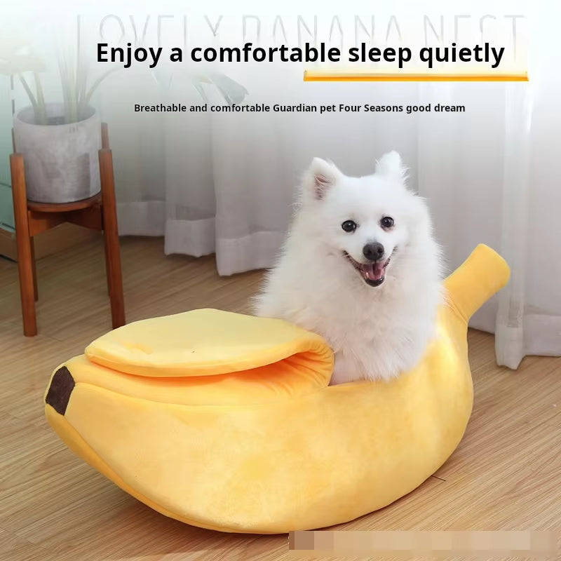 Banana Cat Bed House Funny Cute Cozy Cat Mat Beds Warm Durable Portable Pet Basket Kennel Dog Cushion Cat Supplies Multicolor